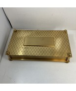 Swiss Art Deco Cross Hatching Brass Large Trinket Box 7.5”X4.25”X1.5” - $3,009.37 MXN