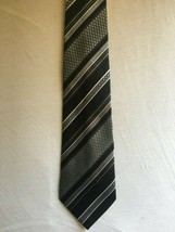 NEW, NEVER WORN Black and Gray Brand Q Striped Tie - £5.31 GBP