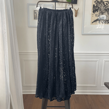 Vintage Express Tricot Sheer Black Lace Midi Skirt S - $27.36