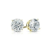 1.5Ct Simulated Diamond Earrings Studs Real 14K Yellow Gold Plated Screw Back - $37.39