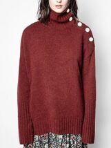Zadig &amp; Voltaire Alma Sweater 100% Cashmere Pullover Logo Buttons $848, ... - $5,508.11 MXN