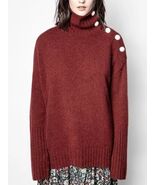 Zadig &amp; Voltaire Alma Sweater 100% Cashmere Pullover Logo Buttons $848, ... - $417.13 CAD