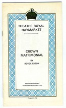 Crown Matrimonial Program Theatre Royal Haymarket Wendy Hiller Peter Bar... - £11.43 GBP