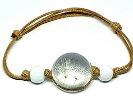 Wish Bracelet Love Guardian Angel Glass Beads Adjustable Dandelion Seed Bracelet - £6.30 GBP