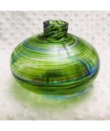 Vintage Murano Hand Blown Green, Blue, &amp; Brown Swirl Glass Vase-EXCELLENT - $889.60 MXN