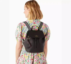 NWB Kate Spade Rosie Flap Backpack Black Pebbled Leather KB714 $399 Dust Bag FS - £137.27 GBP