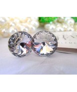 Clear Swarovski Crystal Stud Earrings / Bridal Pierced Post 12mm / Weddi... - £15.98 GBP