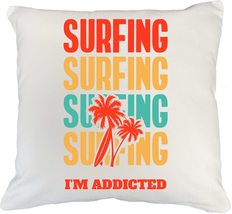 Make Your Mark Design Surfing, I&#39;m Addicted. White Pillow Cover for Rookie &amp; Exp - £19.75 GBP+