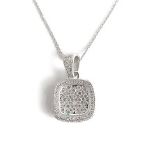 Authenticity Guarantee 
Diamond Pave Cushion Halo Pendant Necklace 18K White ... - £1,834.52 GBP