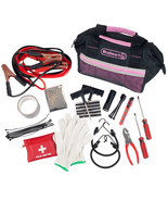 Pink Emergency Roadside Kit Jumper Cables Blanket Tools Trunk Car Safety - £54.72 GBP