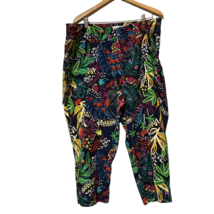 Peck &amp; Peck Womens Capri Pants Black Floral High Rise Pull On Stretch 26W - $14.84