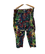 Peck &amp; Peck Womens Capri Pants Black Floral High Rise Pull On Stretch 26W - £11.31 GBP