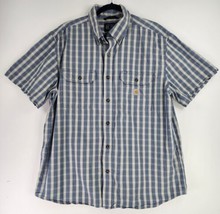 Carhartt Shirt Mens XL Blue White Plaid Loose Fit Classic Core Workwear Casual - £23.25 GBP