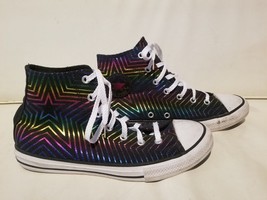 Converse Chuck Taylor All Star High Black Rainbow Metallic Star 36 - $24.00