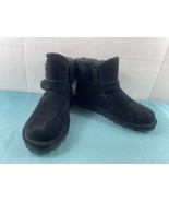 BEARPAW Koko Womens Shoes Black 9 M Suede Wool Faux Fur Trim Buckle Ankl... - $67.66 CAD