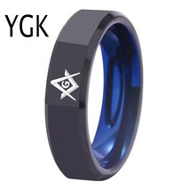 Wedding Jewelry For Lovers 4MM/6MM wide Men&#39;s Black With Blue Tungsten Ring Maso - £29.27 GBP