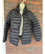 90% Down Feather Puffer Coat Large Black Jacket Full Zip Pockets Free Co... - $45.60