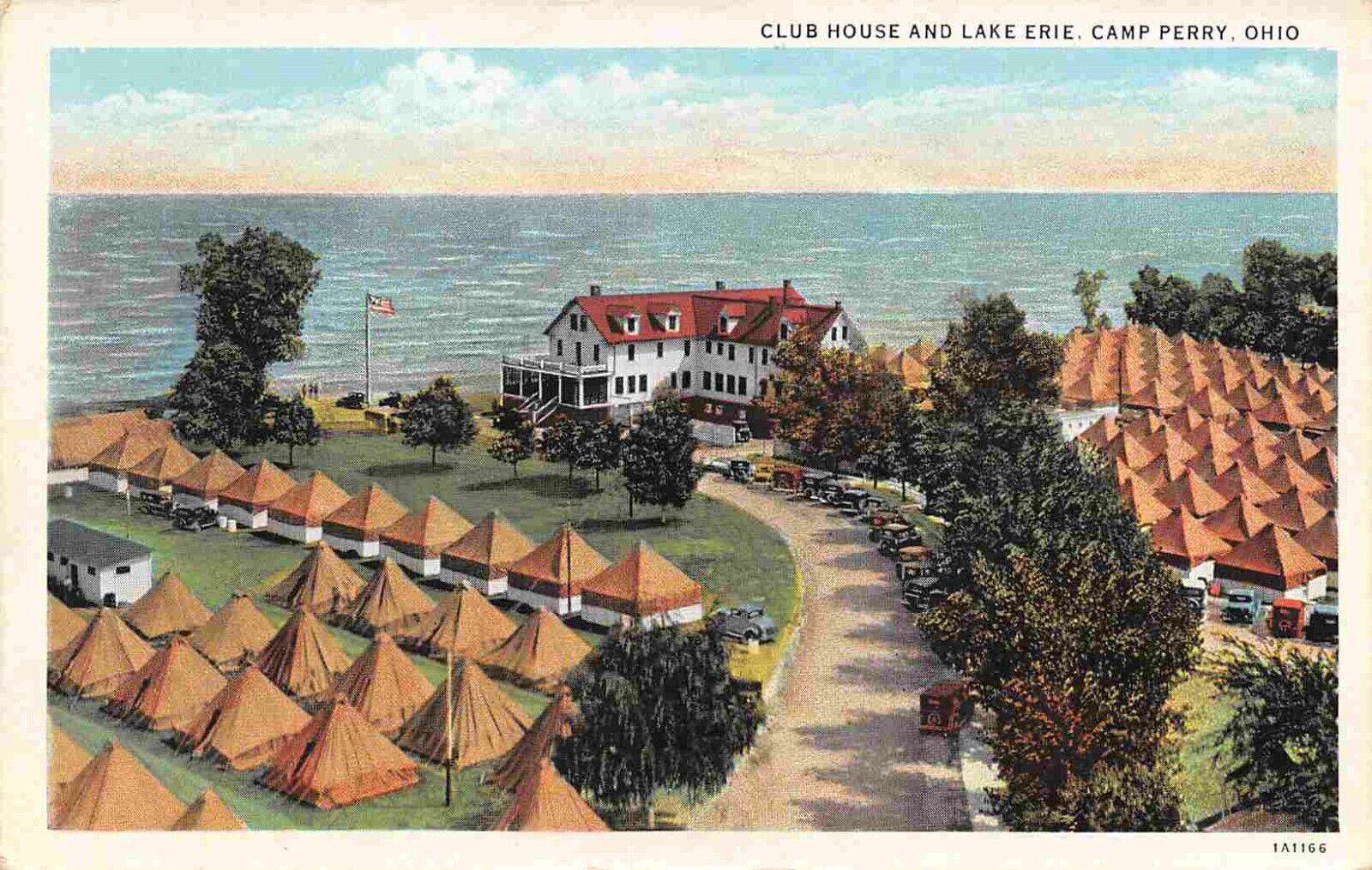 Perry Ohio Club House Tent City Camp Perry Ohio Lake Erie 1930s postcard ...