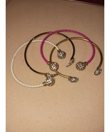 Set of 4 Cuff Design Bracelets White Silver Pink Gold Rhinestone Premier... - $7.59