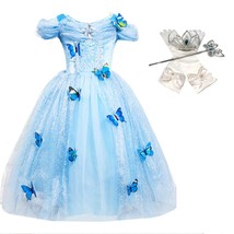 DH Princess Cinderella Butterfly Costume Dress with Cosplay Accessories 3-10 Yrs - £19.96 GBP