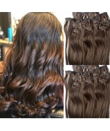 18&quot;,20&quot;,22&quot;,24&quot; 100% REMY Human Hair Extensions 7Pc Clip in #4 Dark Brown - £61.85 GBP+