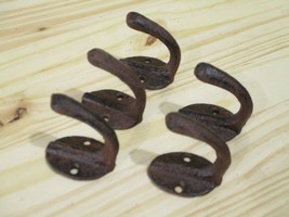 5 Small Rustic Coat Hooks Cast Iron Wall Mount Hat Hook Towel Dog Leash ... - $12.99