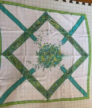 Vintage Womens Green Teal &amp; Yellow Scarf 26”x27” - $11.27