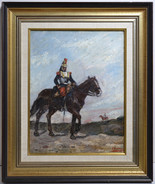 French Cuirassier on Mounted Patrol 19th Century Oil Painting by Bonnefoy - £336.74 GBP