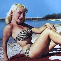 Beach Girl 1950s Vintage Postcard Summer Fashion Florida Blonde Leopard Bikini - £9.68 GBP