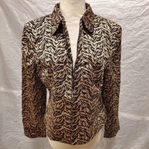 Vintage Town &amp; Travel Women&#39;s Gold Zebra Pattern Jacket, Size 10 - $44.54