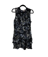 Parker Womens Black Blue White Tiered Sleeveless V Neck Floral Dress Siz... - $35.64