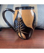 Studio Pottery Small Pitcher Blue Black &amp; Tan Hand Made Wassi Art Marlon... - $18.70