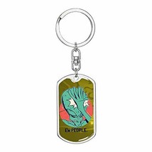 Alien Face Palm Dog Tag Pendant Keychain Stainless Steel or 18k Gold - £40.63 GBP