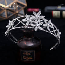 New Rhinestone Silvery Crystal Flowers Hairband Royal Crown Tiaras Bridal Weddin - £30.28 GBP