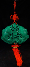 Chinese Feng shui 風水 Wall Hanging with Goldfish Green Resin &amp; Braided Re... - $42.95
