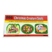 Vintage EUREKA Creature Animal Greetings CHRISTMAS SEALS STICKERS 36 In ... - £23.98 GBP