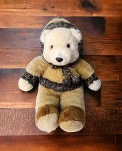 Plush Creations Eskimo Bear Stuffed Animal Plush Vtg 1995 Embroidered Tan Hood - £11.38 GBP