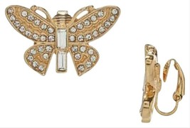 Kenneth J Lane Yellow Crystal 22k Gold-Plated Butterfly Stud Clip Earrings - £39.21 GBP