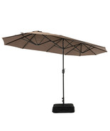 13FT Double-sided Patio Twin Table Umbrella with Crank Handle-Tan - Colo... - €148,83 EUR