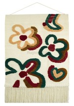 Big Floral Wall Hanging Tassel Wool Wall Tapestry Hand Woven Wall Decor  40x60" - $89.86