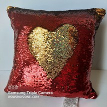 Therapy Soothing Relaxation Sequin Throw Pillow Decorative Accent Home Gold Red - £24.08 GBP