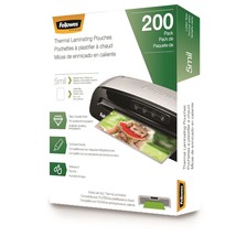 Fellowes Thermal Laminating Pouches, Letter Size Sheets, 5mil 200pk, Cle... - $74.99
