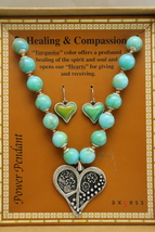Liz Claiborne Axcess Power Set Turquoise Healing Compassion Necklace Ear... - $10.53