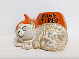 Yankee Candle Boney Bunch Bone Tired Cat Pumpkin Halloween Votive Holder 2014 - £19.28 GBP
