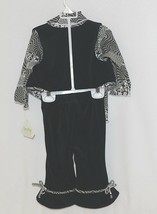 Snopea 3 Piece Outfit Vest Shirt Pants Black White Velour Size 9 Months image 2