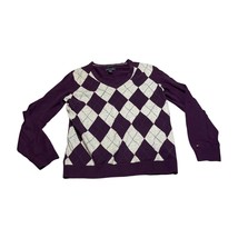 Tommy Hilfiger Sweater Women Large Argyle 100% Pima Cotton Knit V-Neck P... - $21.28