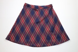 Vintage 70s Streetwear Womens Size 34 Distressed Knit Plaid Skirt Polyes... - $39.55