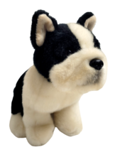 VINTAGE Russ Berrie French Bulldog Plush Puppy 8&quot; GRACIE Seated Black &amp; White - £11.42 GBP