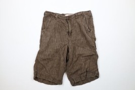 Buckle BKE Mens Size 29 Thrashed Linen Weave Striped Summer Shorts Brown - £19.35 GBP