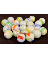 Lot of 23 Vintage White Patch Swirl Marbles - Translucent - 16mm - €12,27 EUR
